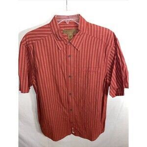 Margaritaville Chill Shirt Men’s Size Large Red Rust Button Up Casual Short Slv